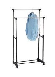 Generic Double Pole Clothes Portable Rack Silver/Black 84.5X43cm