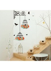 Outad Removable Birdcage Background Wall Painting Multicolour