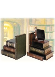 Ling Wei - Books Wood Bookends with Desktop Organizer Drawer Units, Set of 2,