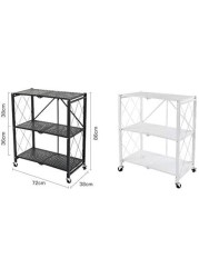 Jj Multi-Shelf Foldable Storage Shelves For Garage Kitchen Home Closet, Metal Wire, Collapsible Organizer Rack On 4&#39;&#39; Wheel Casters, Metal Organizer Wire Rack, Black/White (3-Shelf(Black))