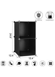 C&amp;Ahome C&amp;Ahome Cube Storage, 2-Cube Organizer Units, Plastic Closet Storage Shelves, Modular Bookcase, Cabinet Ideal For Bedroom, Living Room, Home Office, 12.4&quot; L X 12.4&quot; W X 24.8&quot; H Black