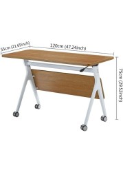 ECVV Flipper Training Table,Nesting Folding Desk With Casters For Business Office,One-Touch Flip Mechanism And Modesty Panel, Wood, Rectangular, 47&quot; L X 21.6&quot; W X 30&quot; H