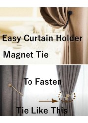 Deals For Less -  2 Pcs Magnetic Tieback, Curtain Holder, Gold Golor 2