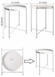 Round Steel Table Nightstand Sofa Table Furniture White