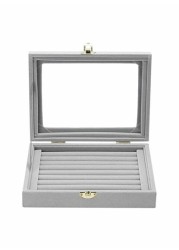 East Lady Jewellery Box With Transparent Lid Grey