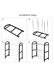 Decdeal - 3-Tier Shoe Rack Shoes Tower Storage Organizer Shelf Cabinet for Home &amp; Office Easy to Assemble Black