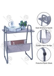 ONE TO FOUR End Table, Side Table, Metal Frame Nightstand Easy Assembly &amp; Sturdy Sofa Coffee Table With Storage Basket, Grey