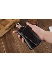 Jj-Boutique Leather Pocket Key Organizer Case With 6 Hooks &amp; 1 Car Key Fob Holder (Black)