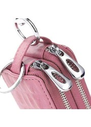 Jj-Boutique Two-Sides Mini Leather Car Key Case, Key Holder Key Organizer Wallet (Pink)