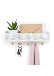 Umbra Estique Entryway Organizer, Great For Storing Keys, Small Accessories, Mail, Wallets And More, White Finish