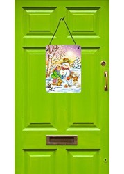 Caroline&#39;s Treasures Aph3544Ds1216 Girl And Animals With Snowman Wall Or Door Hanging Prints, 12X16, Multicolor