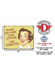 Desperate Enterprises Ephemera - Bad Attitude Tin Sign, 16&quot; W X 12.5&quot; H