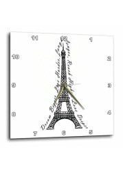 3Drose Dpp_165895_2 Paris Dream Bigger Inspirational Design Black And White-Wall Clock, 13 By 13-Inch