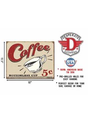 Desperate Enterprises Schonberg - Coffee 5 Cents Tin Sign, 16&quot; W X 12.5&quot; H