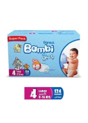 Sanita Bambi Size 4 Large 8-16 kg Super Box 124 Diapers