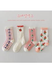 Children Baby Girls Leg Warmer Cartoon High Socks Cute Cotton Socks Toddler Spring Clothes 2022 Toddler Cartoon Socks 4 pairs/lot