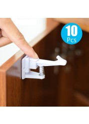 10pcs Child Safety Invisible Security Drawer Lock No Punching Children Protection Cabinet Cupboard Safety Drawer Door Locks