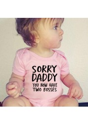 Newborn Baby Jumpsuit 0-18M Sorry Daddy As You Know Her Two Heads Funny Print Cotton Jumpsuit Baby Boy Short Sleeve Jumpsuit