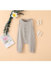 Summer Newborn Baby Boys Girls Romper Jumpsuit One Piece Solid Color Sleeveless Newborn Baby Clothes