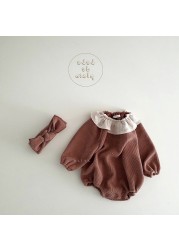 Autumn new kids girls clothes infant solid knitting bodysuits baby girls long sleeve cotton jumpsuits clothes