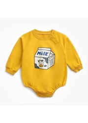 MILANCEL Spring 2022 Children's Underwear Baby Girls Long Sleeve Cartoon One-piece Clothing Set