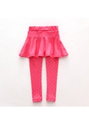 girls leggings baby girls skirt-pants baby fleece pants girls spring/autumn warm pants 2-7 years old girls pants with little dot