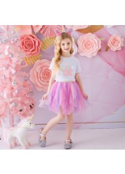 DXTON Girls Skirt Mesh Children's Skirt Girls Tutu Skirt Layered Tutu Skirt Prom Party Prom Dress Clothes