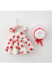 Melario 2pcs Kids Summer Set Korean Cute Floral Newborn Baby Girls Dress Sleeveless Beach Princess Toddler Sun Dresses