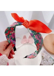 Children's Korean version versatile bow hairpin casual floral headband girls headdress baby accessories brand new