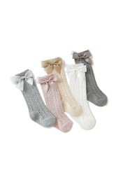 Baby Toddlers Girls Socks Solid Breathable Mesh Cotton Socks Newborn Medium Tube 3/4 Knee High Socks Spanish Style For Girls