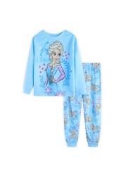 Disney Kids Pajamas Princess Anna Elsa Sleepwear Cartoon Clothing Set Long Sleeve Pajamas