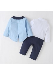 New boys clothes spring and autumn baby rompers coat 2pcs suit baby boy clothes kids outfits