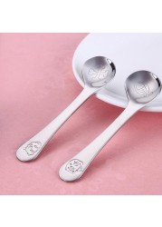 Children Feeding Spoon New Style Baby Infant Safe Spoon Stainless Steel Quality Spoon Curved Spoon Baby Exercise Tableware