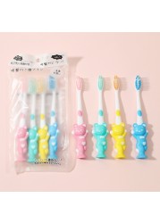 4psc/set Children's Toothbrush with Bamboo Charcoal Soft Hair Little Bear and Rabbit Cartoon Dental Care Manual Toothbrush