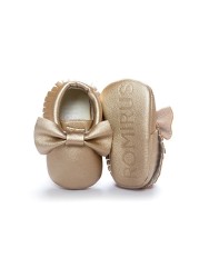 Newborn Baby Shoes Infant Boys Girl First Walker PU Sole Princess Bowknot Fringe Toddler Baby Crib Shoes Casual Moccasins