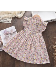 Keelorn Kids Clothing Girls Dress 2022 Girls Summer Cotton Dresses Outfits Flower Casual Dresses Sweet Toddler Girl Pink Clothes