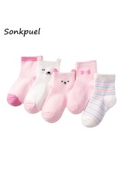 5 Pairs/Lot Baby Socks for Newborns Infant Cute Cartoon Cotton Socks Soft Summer 0-4Years Boy Girl Lovely Mesh Kids Gift CN