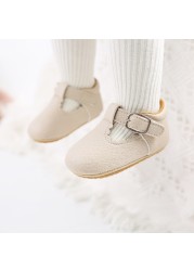 Newborn Baby Shoes Classic Leather Strap Boys Girls Multicolor Rubber Sole Infant Anti-slip First Walkers Shoes