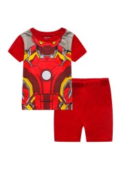 Children's short-sleeved cotton pajamas summer clothes children's sleepwear cartoon T-shirt spiderman