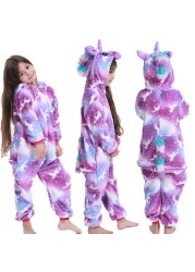 flannel unicorn for kids pajamas boys girls sleepwear children panda jumpsuit kids oneise for jumpsuit licorn