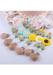 Baby Toddler Baby Doll Pacifier Silicone Cactus Sunflower Soother Nipple Clip Chain Strap Holder Chew Teether Toy Teething