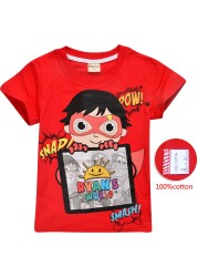 2019 new summer children's clothing t-shirt christmas tops girl t-shirts ryan play review mask boy cartoon kid t-shirt tees