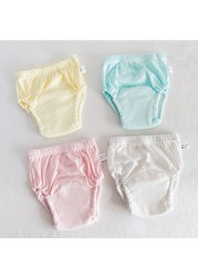 4pcs/lot Baby Training Pants Leakproof Washable Waterproof Cotton Infant Baby Diaper Hollow Out Breathable 6 Layers Crotch