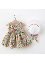 Melario Girls Summer Clothing Set Cotton Newborn Baby Beach Dresses Sleeveless Bowknot Newborn Baby Frocks Dress