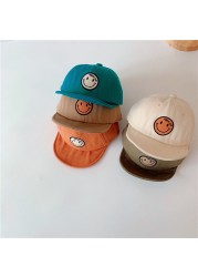 MILANCEL 2022 Spring New Kids Cap Embroidered Baseball Cap Smiley Boys and Girls Soft Brim Sunhat