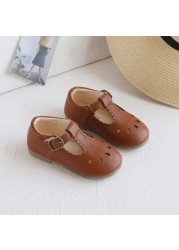 Autumn Kids Leather Shoes Solid Color Cutout Baby Girl Shoes Toddler Boys Shoes Infant Girls Sneakers Size 16-30 SMG209