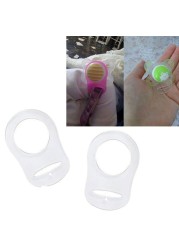 12pcs Transparent Silicone Button Ring Dummy Pacifier Holder Clip Adapter for Baby Mam Soother