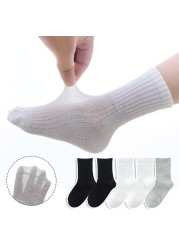 5pairs/lot Pure Color Soft Breathable Cotton Kids School Socks Girls Boys Casual Gray Black White Sports Children Socks