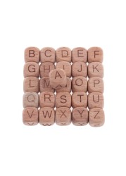 200pcs 12mm Beech Wooden Beads For Baby Wood Letters Bead Baby Teether Diy Beads With Silicone Teether Letters Alphabet