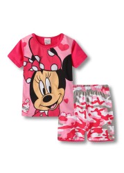 New Kids Boys Girls Clothes Baby Princess Pajamas Summer Short Sleeve Set Cartoon Minnie Children Sleepwear